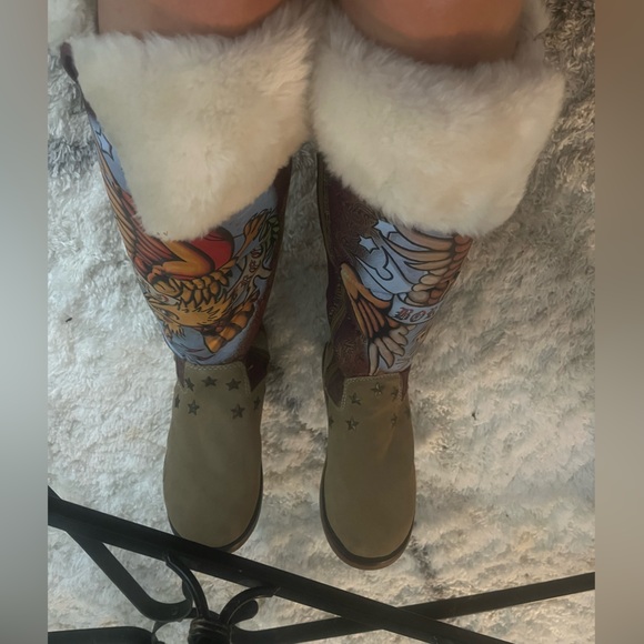Ed Hardy faux fur line boots - Picture 5 of 8